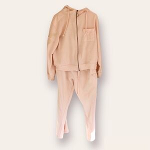 Y2K Contact Pastel Pink Hoodie Tracksuit • Great Upcycle Opportunity!